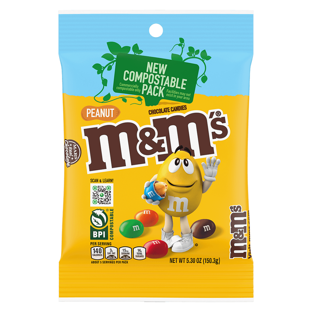M&M’S Peanut Milk Chocolate Candy Compostable Pack 0