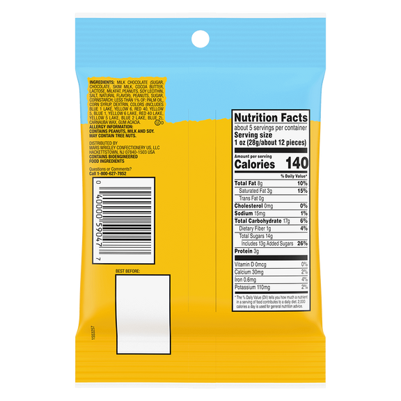 M&M’S Peanut Milk Chocolate Candy Compostable Pack 1