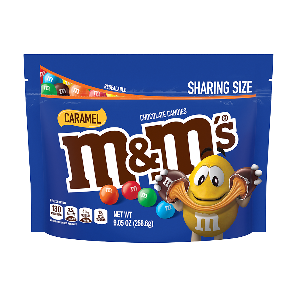 M&M's Caramel Milk Chocolate Candy Sharing Size Resealable Bag 9.05 oz