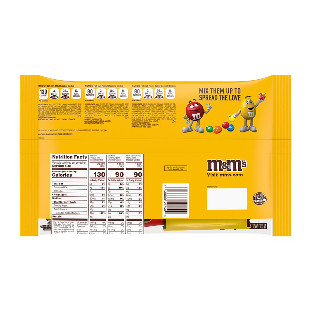 M&M'S Milk Chocolate, Peanut, and Peanut Butter Fun Size Halloween