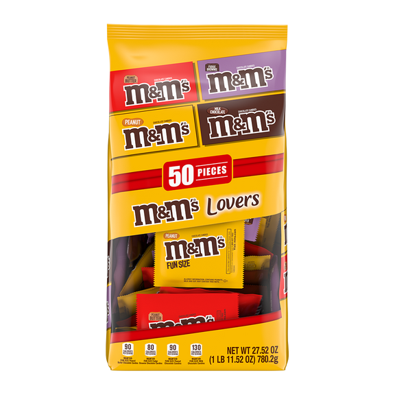M&M'S Lover's Fun Size Milk Chocolate Halloween Candy Assortment, 50 ct Bulk Candy Bag 0