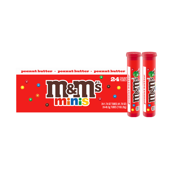 Peanut Butter M&M'S Minis Candy Mega Tube, 24 Ct Box 0