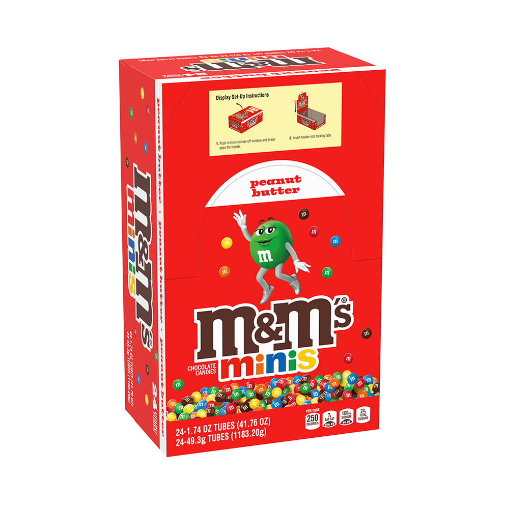 Peanut Butter M&M'S Minis Candy Mega Tube, 24 Ct Box (package may vary) 2