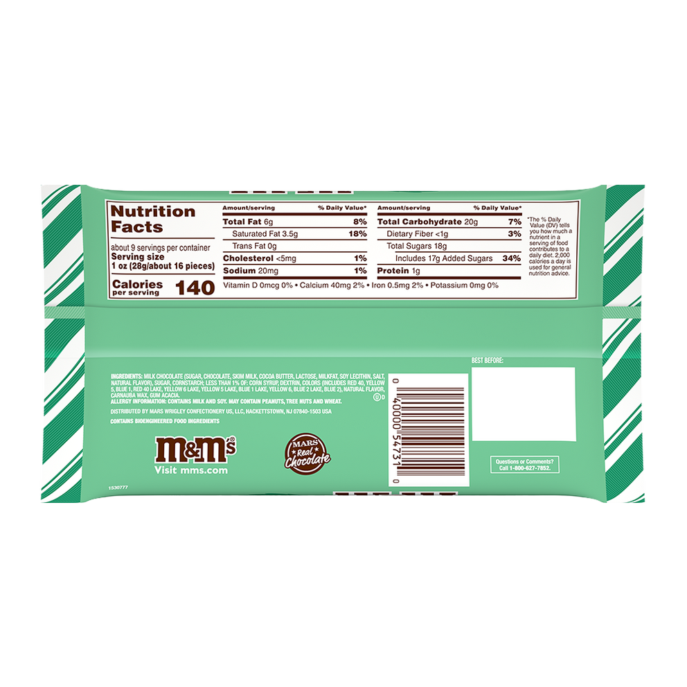 M&M'S Holiday White Peppermint Chocolate Christmas Candy, 7.44 oz