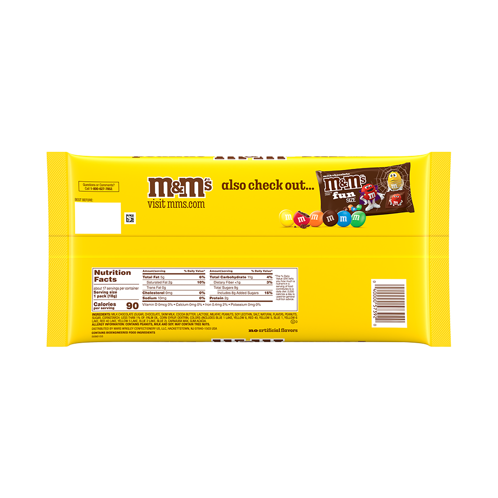 M&M'S Fun Size Peanut Milk Chocolate Candy Bag, 10.57oz 1