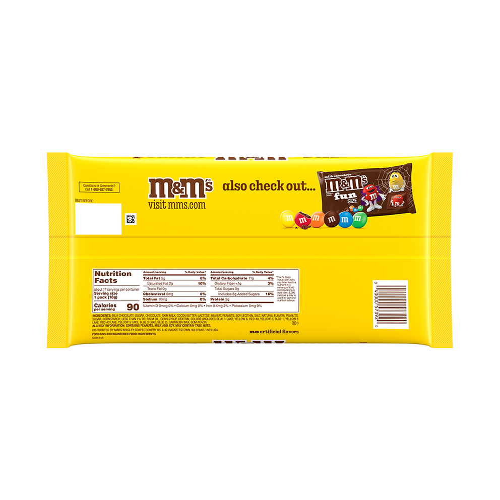 M&M'S Fun Size Peanut Milk Chocolate Candy Bag, 10.57oz 1