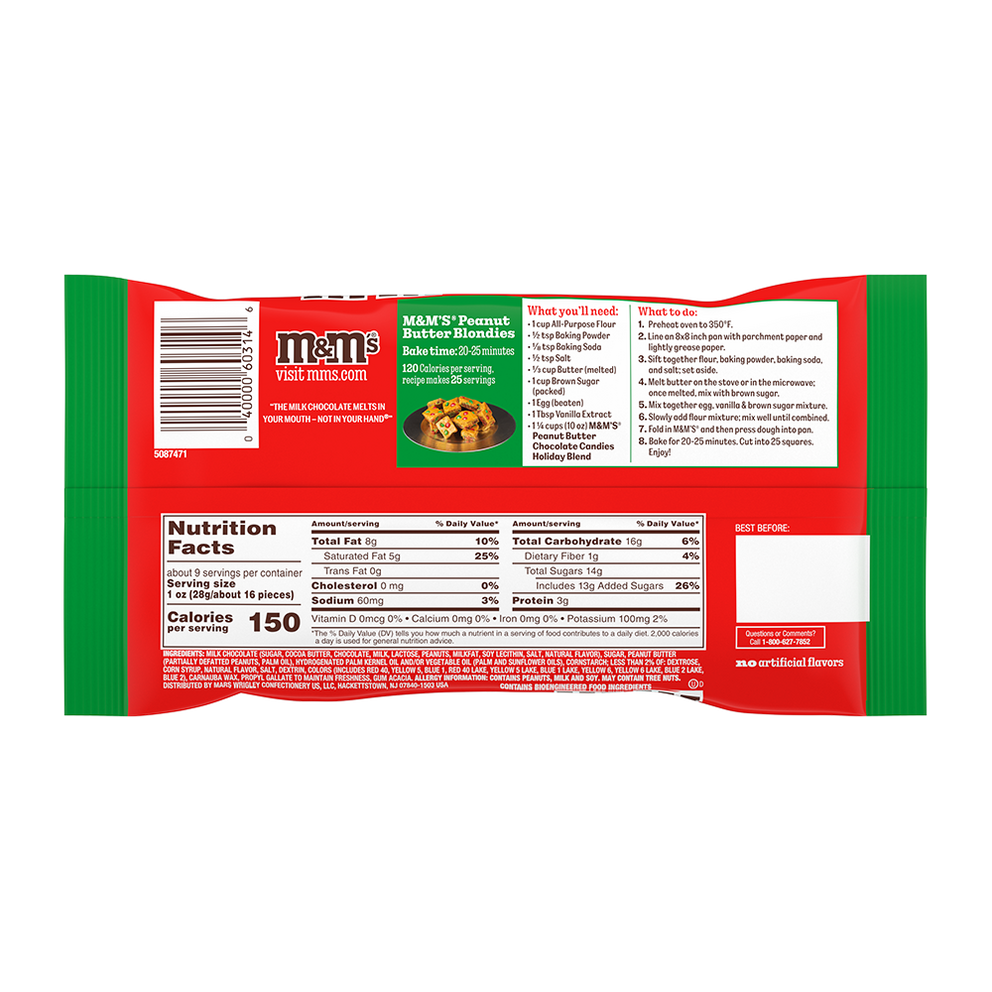 Peanut Butter Milk Chocolate Red & Green Christmas Candy, 9.2oz 1