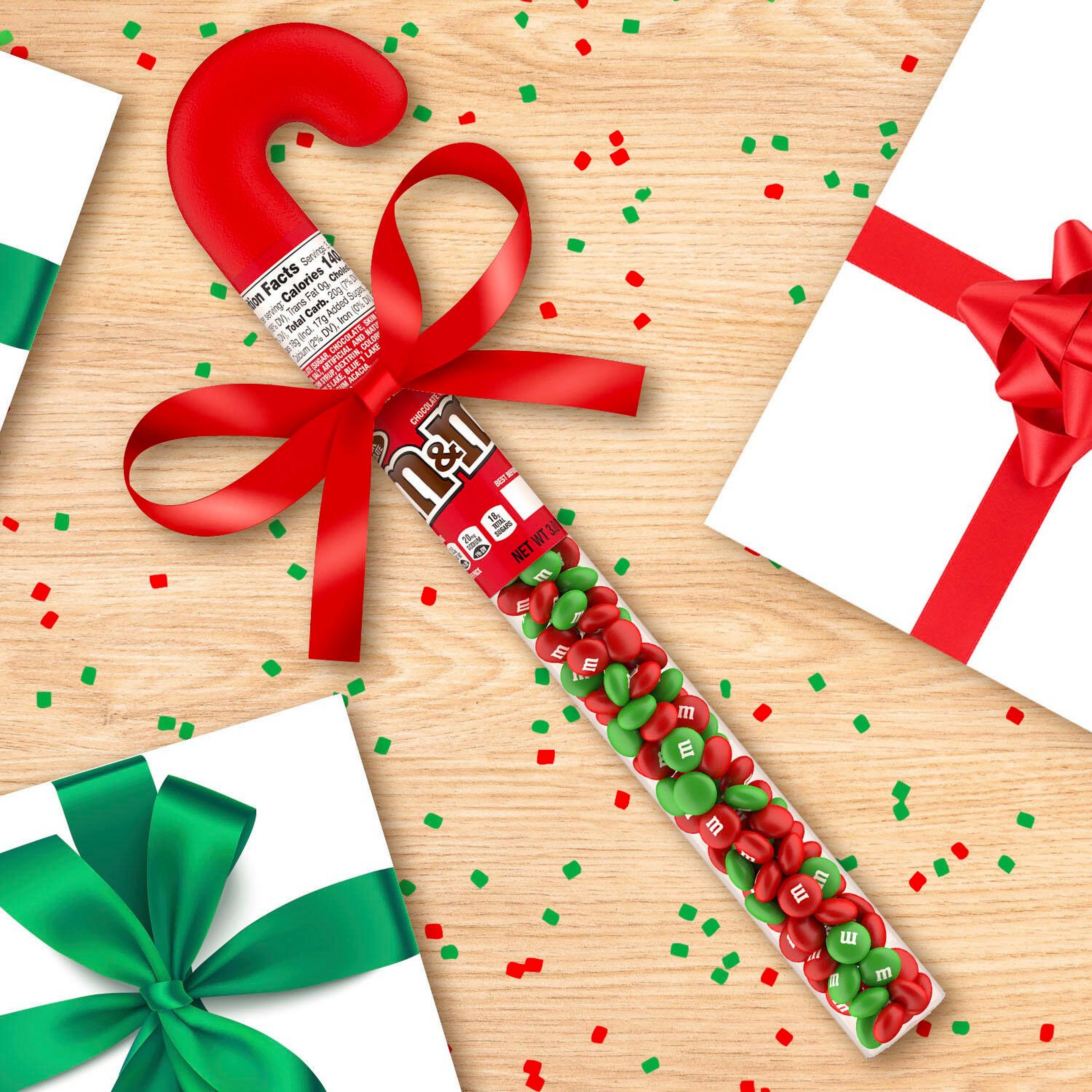 M&M'S milk chocolate red & green christmas candy cane, 3oz 1