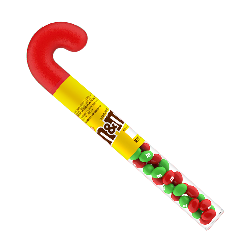 M&M'S Peanut milk chocolate christmas candy cane, 1.74oz 0