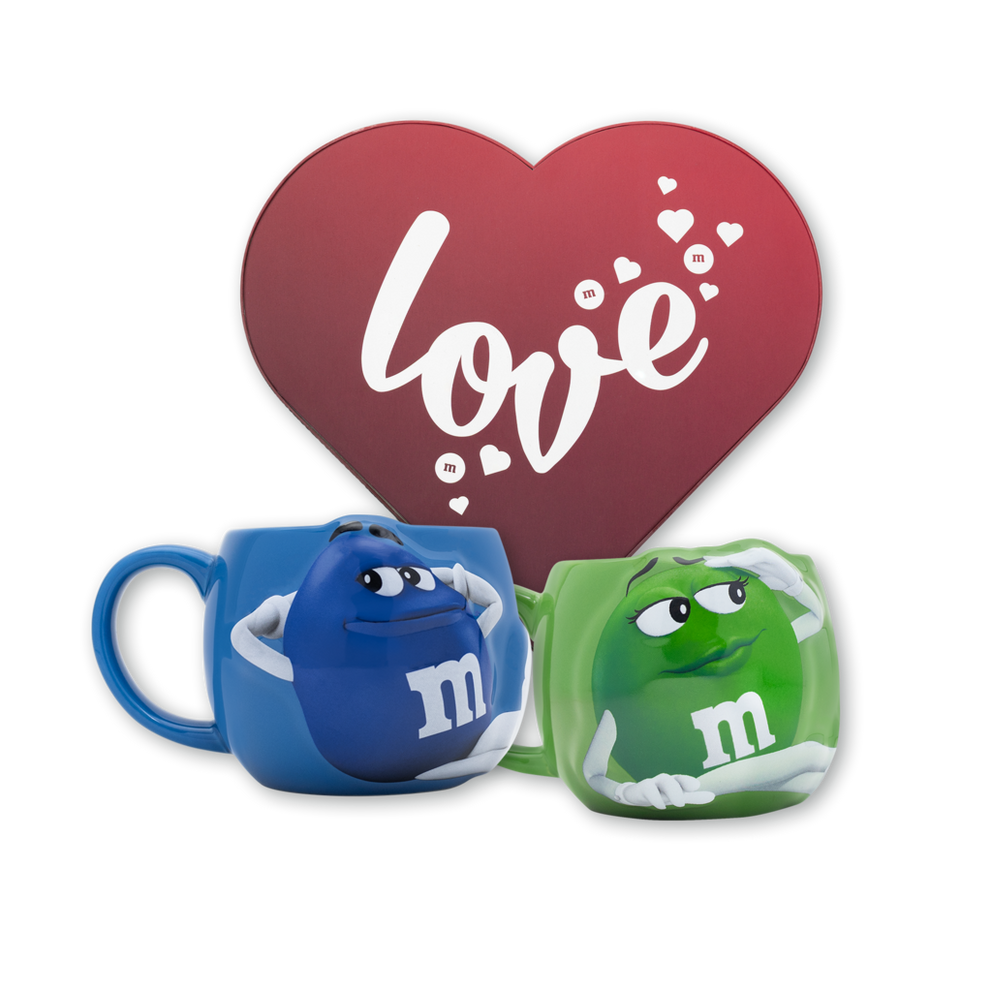 Herz-Box 500 g + M&M’S-Tasse XL Blau Und Grün 0
