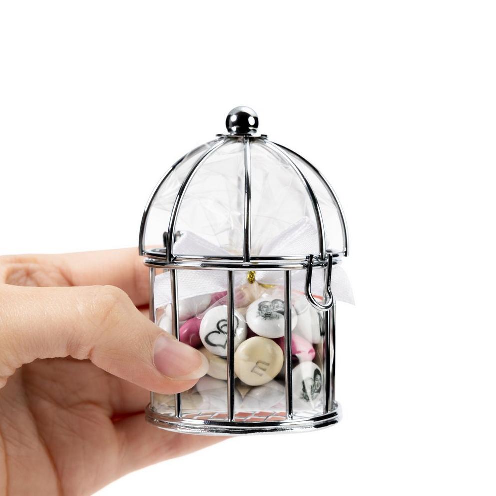 Torba Cukierków Luzem 1,5 kg + 30 Eleganckich Srebrnych Klatek Na Ptaki + 30 Woreczków Do Napełnienia 4