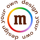m in colorful circle with design your own text around it
