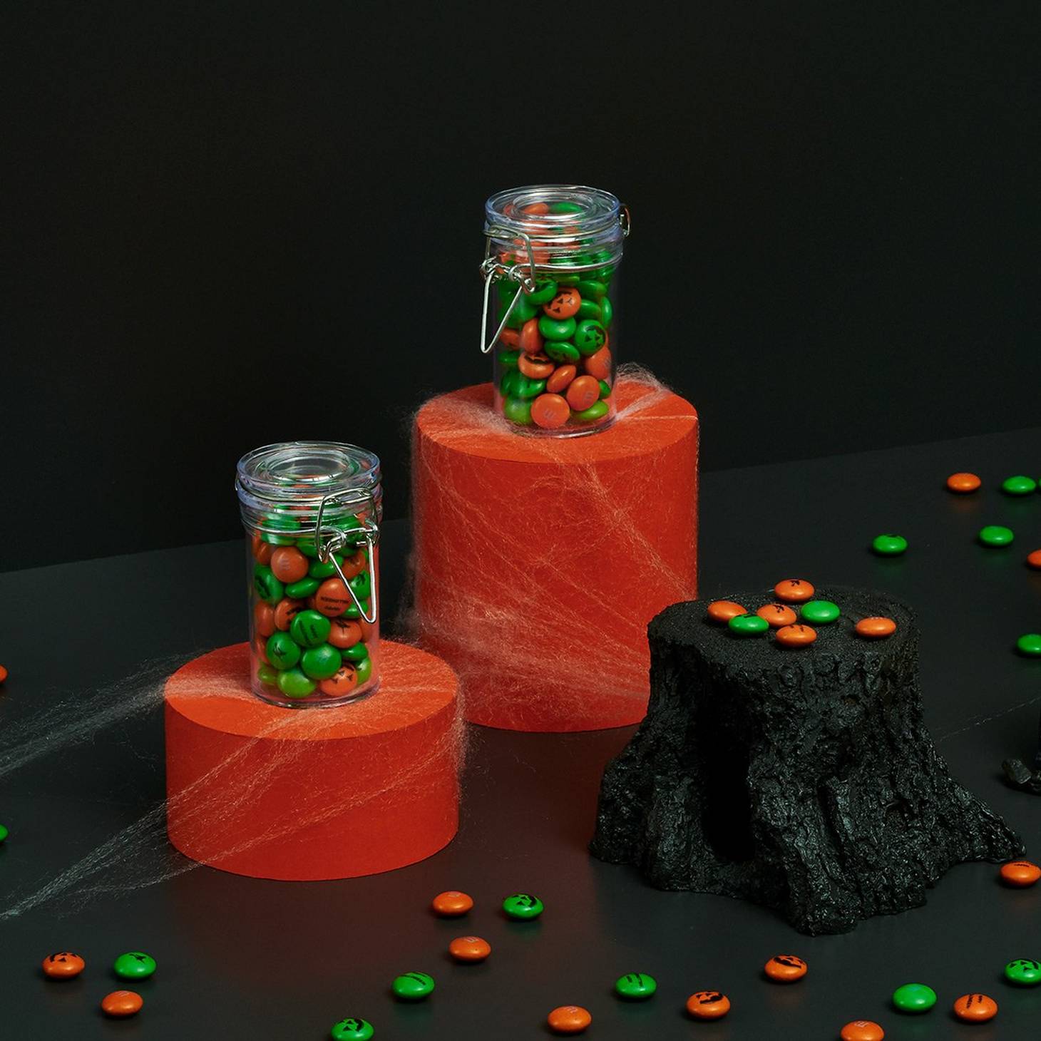 spread of Halloween gifts and favors with personalized M&M'S