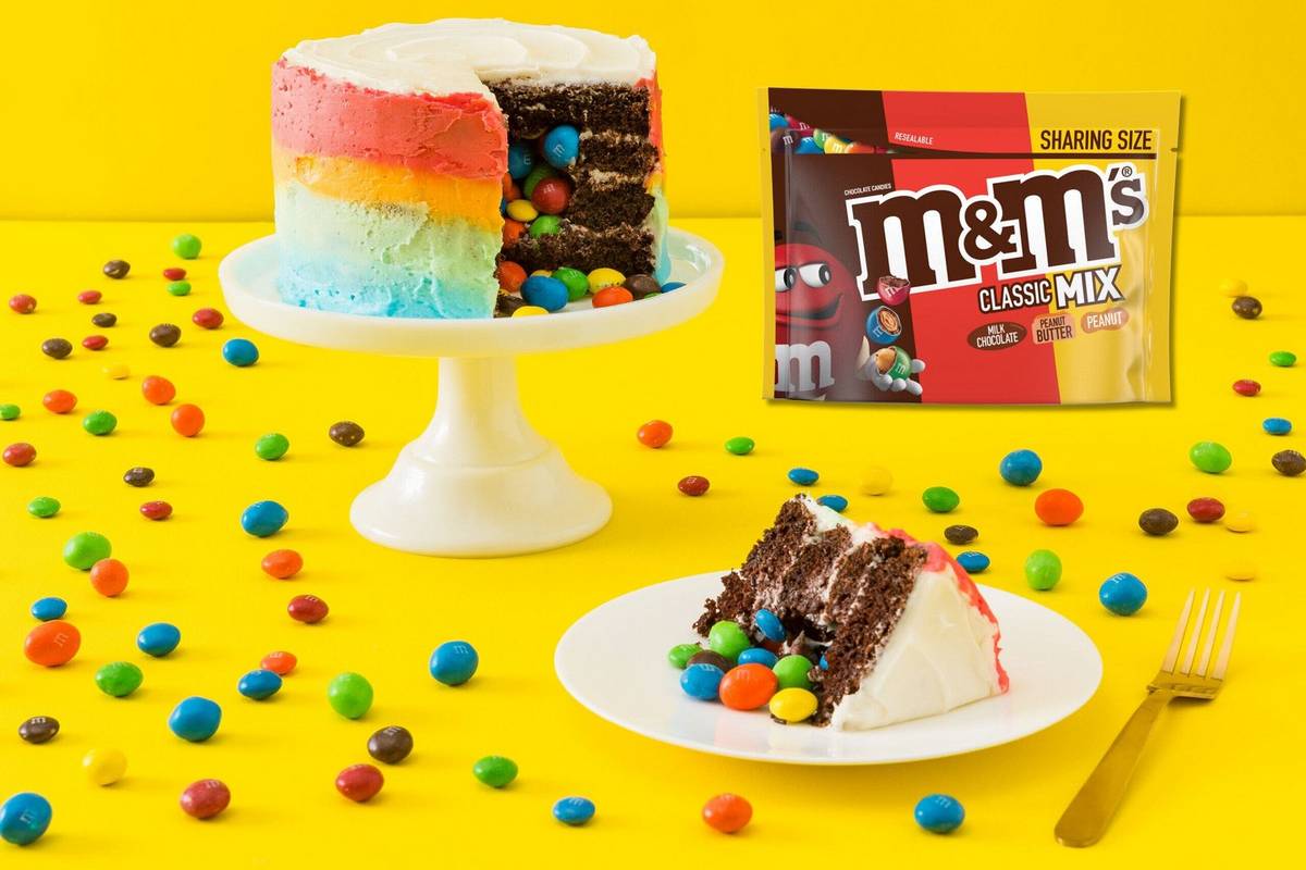 Chocolate Surprise M&M’S Rainbow Cake