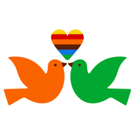 orange and green doves