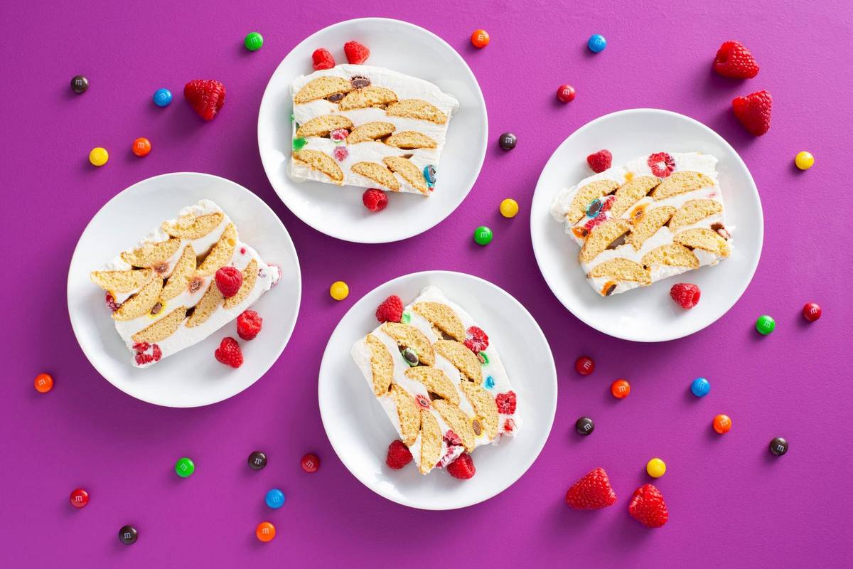 M&M Raspberry Icebox Cake Sundaes