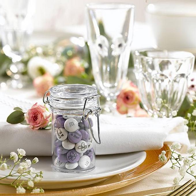 Glass jar M&M's wedding decoration