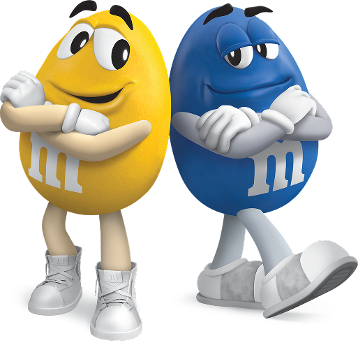 Yellow and Blue M&M characters