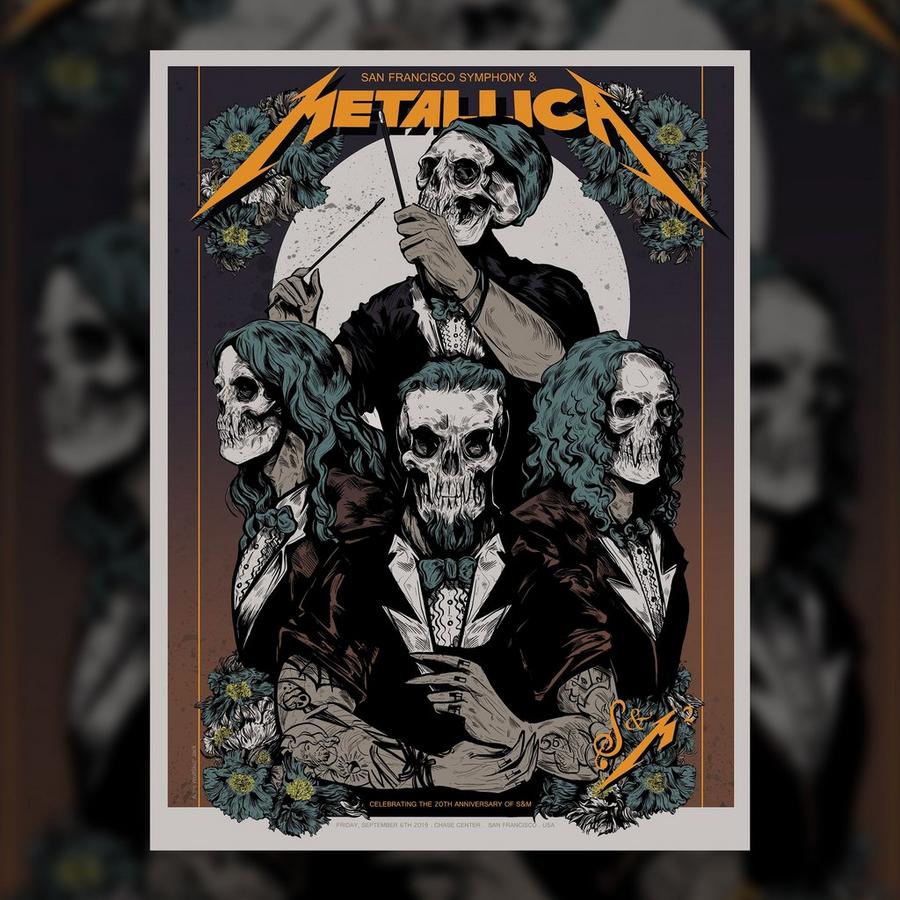Concert Poster for Metallica and the San Francisco Symphony at Chase Center in San Francisco, CA on September 8, 2019 by WolfSkullJack