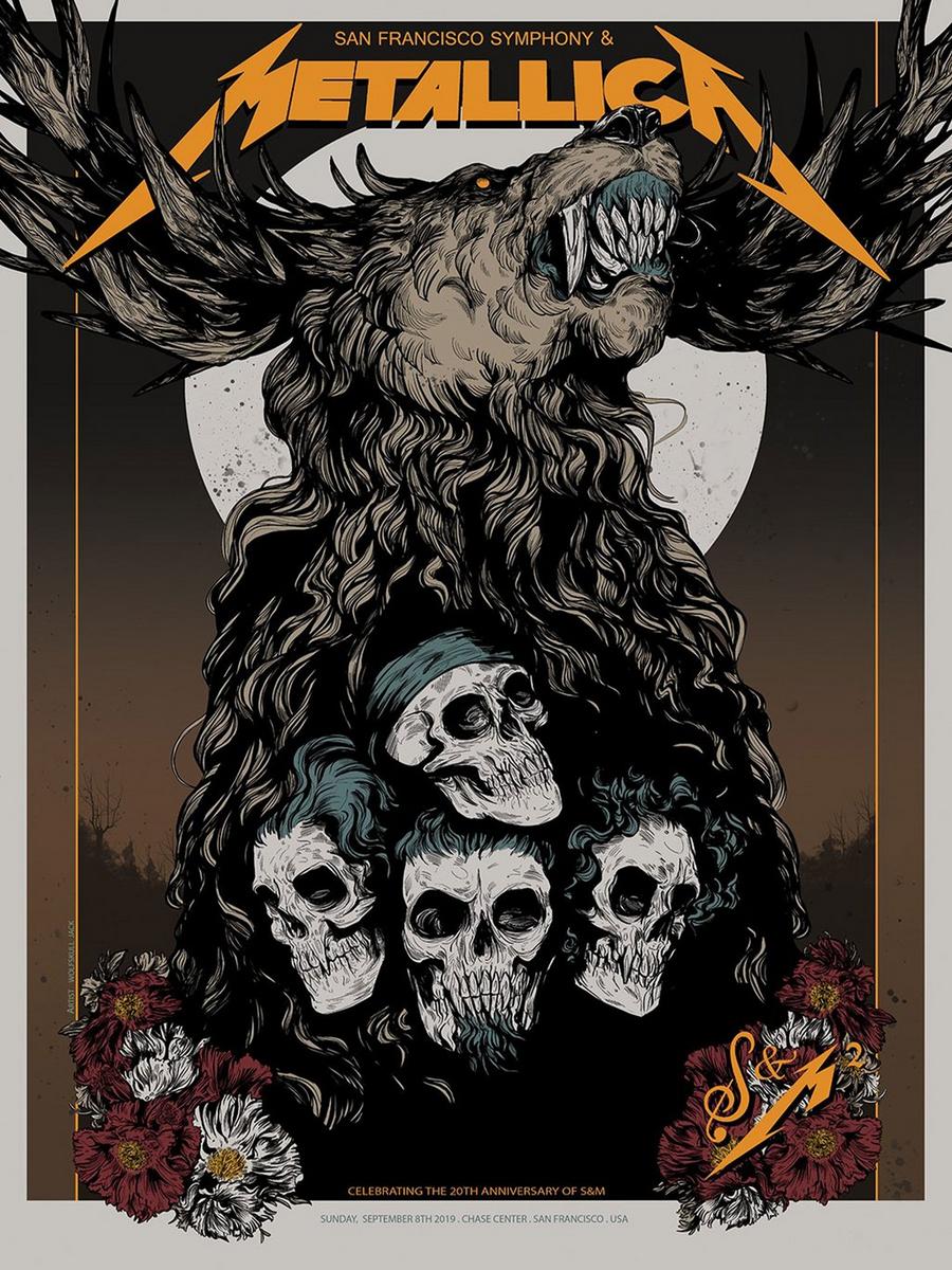 Concert Poster for Metallica and the San Francisco Symphony at Chase Center in San Francisco, CA on September 8, 2019 by WolfSkullJack