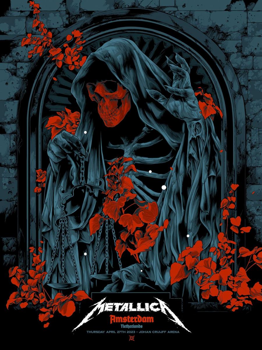 Metallica Concert Poster by Ken Taylor from Johan Cruijff ArenA in Amsterdam, Netherlands on April 27, 2023 on the M72 World Tour