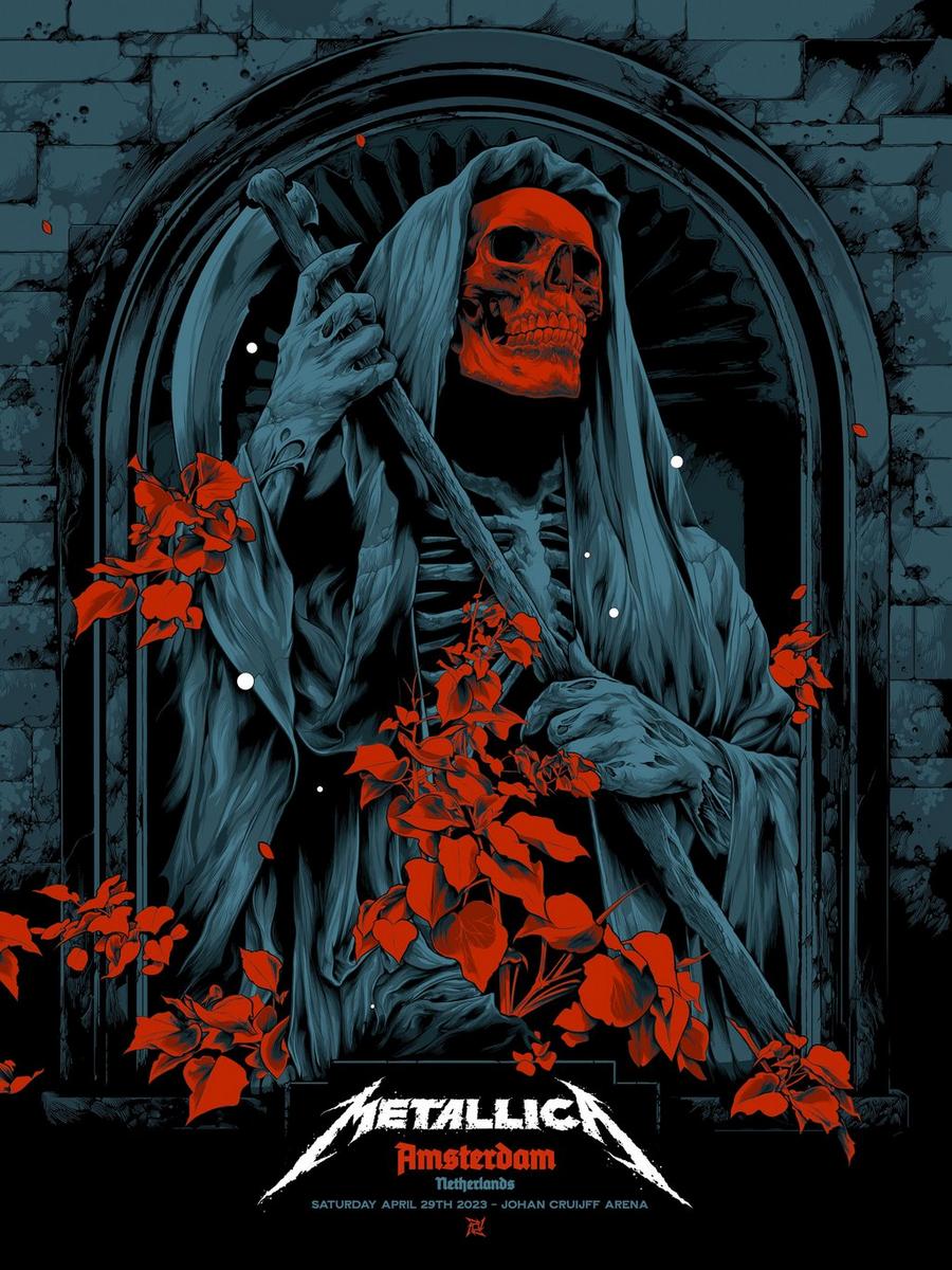 Metallica Concert Poster by Ken Taylor from Johan Cruijff ArenA in Amsterdam, Netherlands on April 27, 2023 on the M72 World Tour