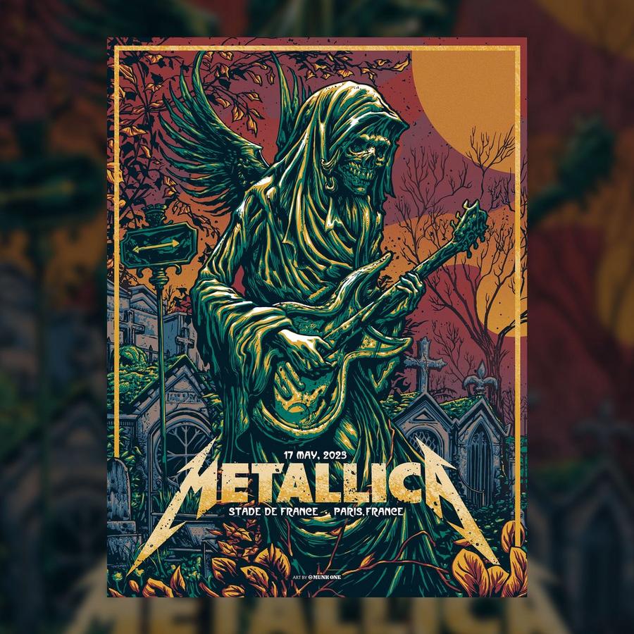 Metallica Concert Poster by MUNK ONE for the Show at Stade de France in Paris, France on May 17, 2023.