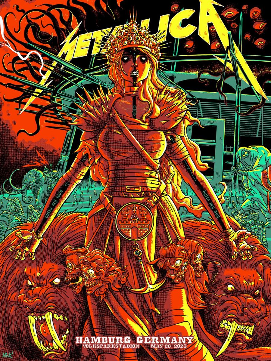 Metallica Concert Poster by Mick Cassidy from the May 26, 2023 show in Hamburg, Germany