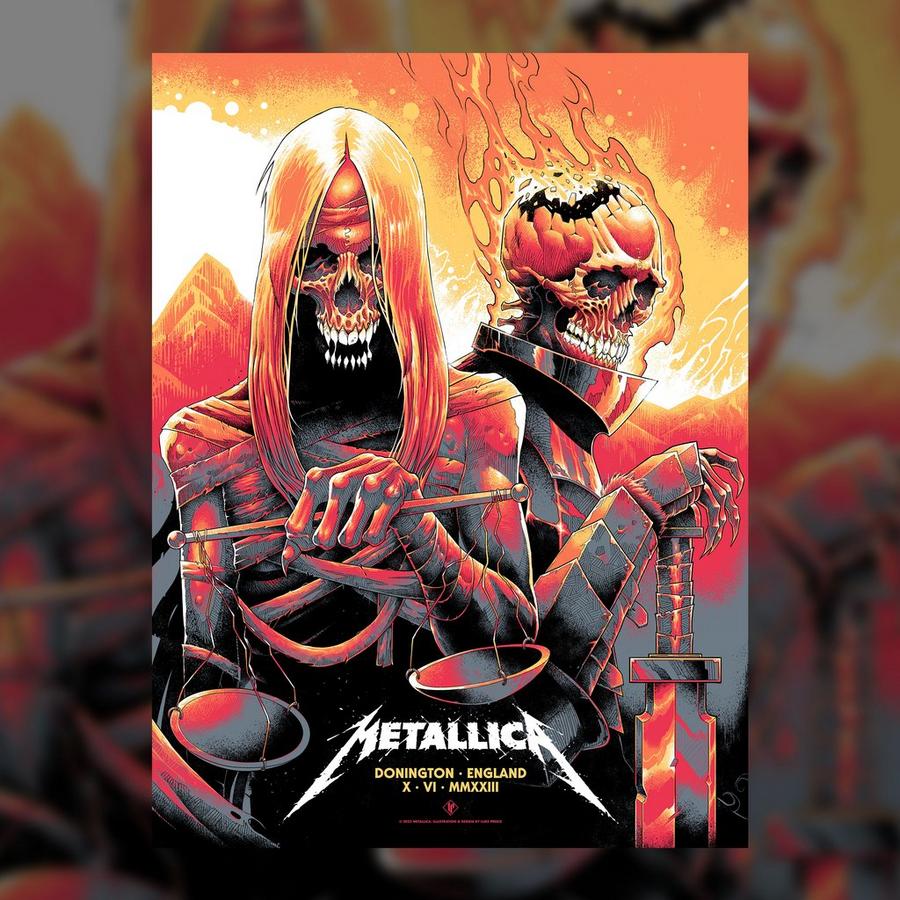 Metallica Concert Poster by Luke Preece for the show at the Download Festival in Castle Donington, England on June 10, 2023