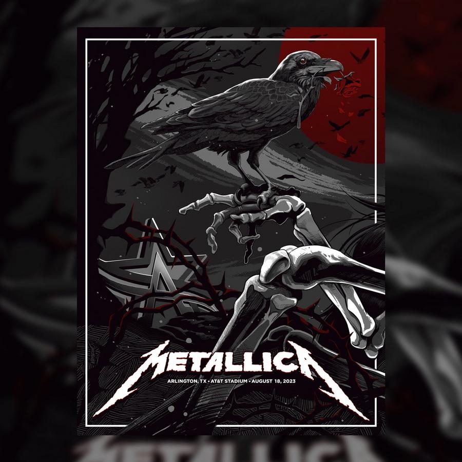 Metallica Concert Poster for the gig at AT&T Stadium in Arlington, TX on August 18, 2023