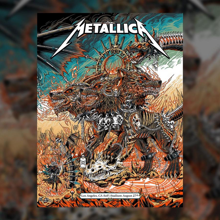 Metallica Concert Poster by Juan Ma Orozoco for the gig in Los Angeles, CA on August 27, 2023