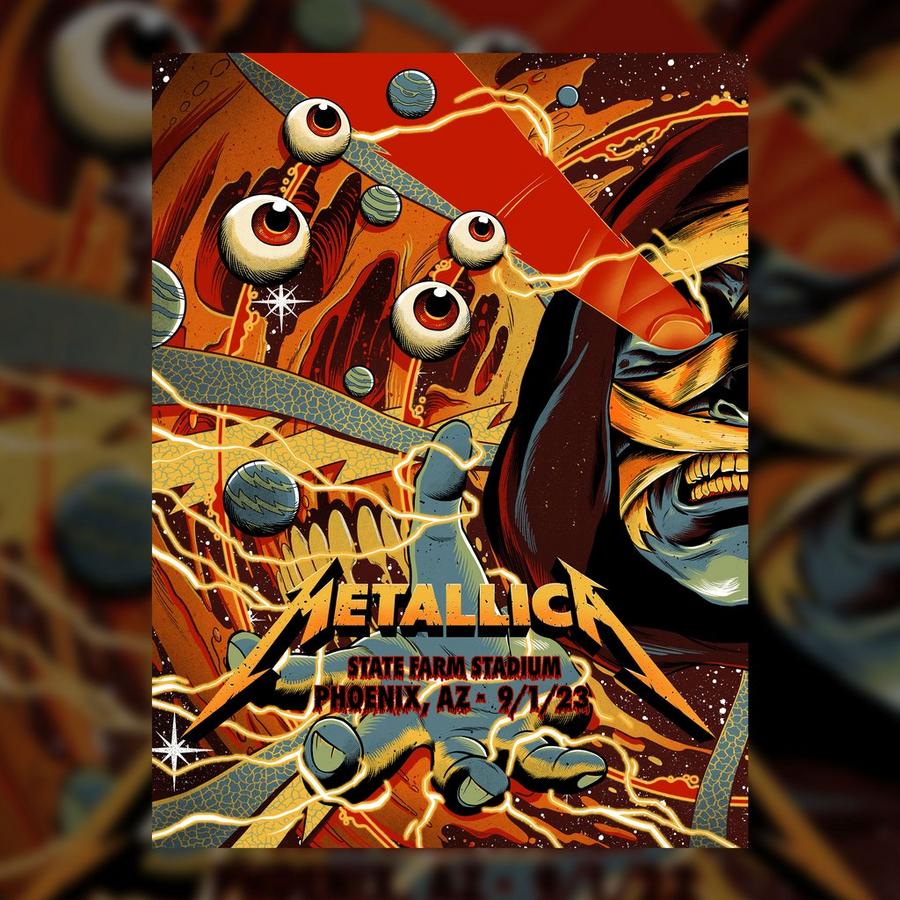 Metallica Concert Poster by Pedro Correa for the gig in Phoenix, AZ on September 1, 2023.