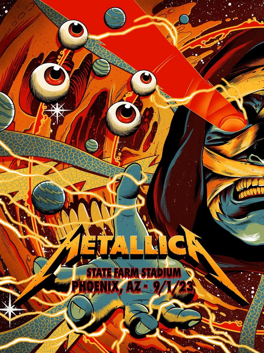 Metallica Concert Poster by Pedro Correa for the gig in Phoenix, AZ on September 1, 2023.