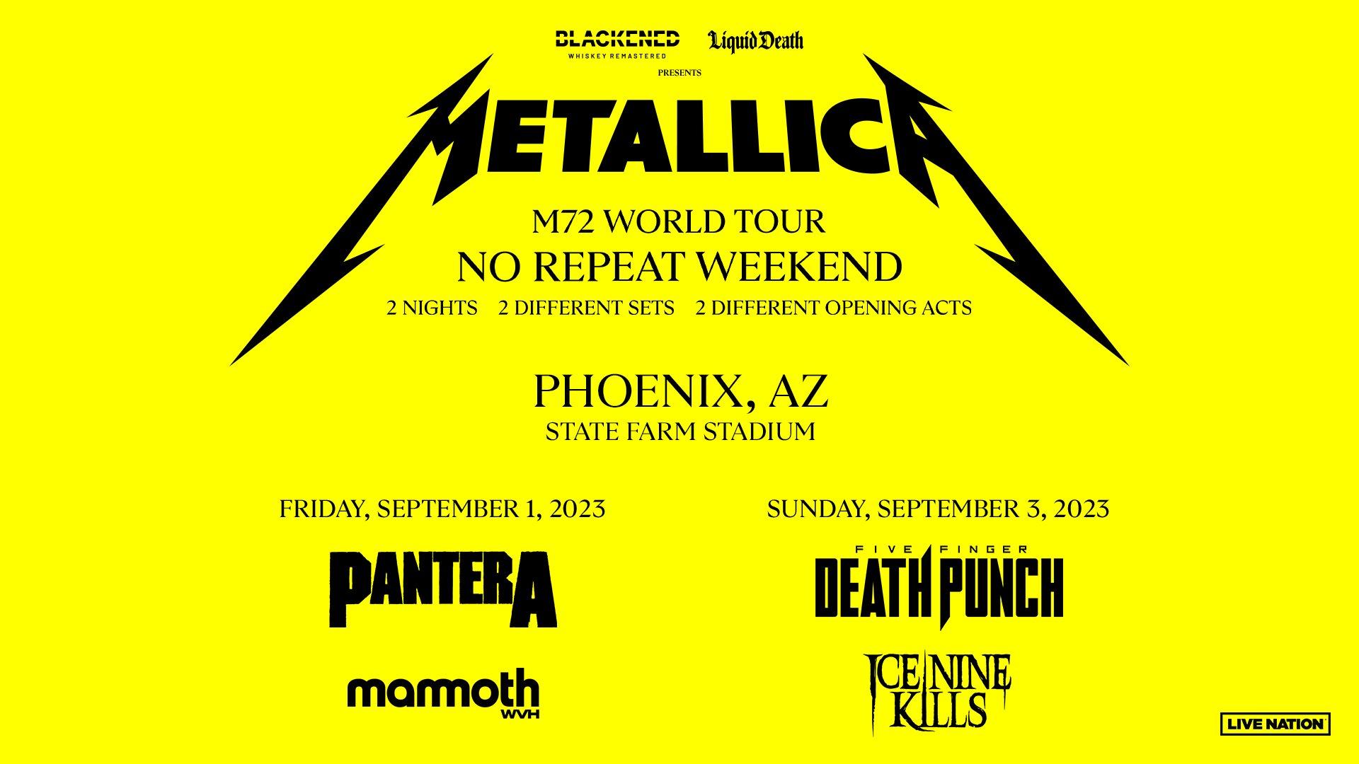 metallica tour dates phoenix