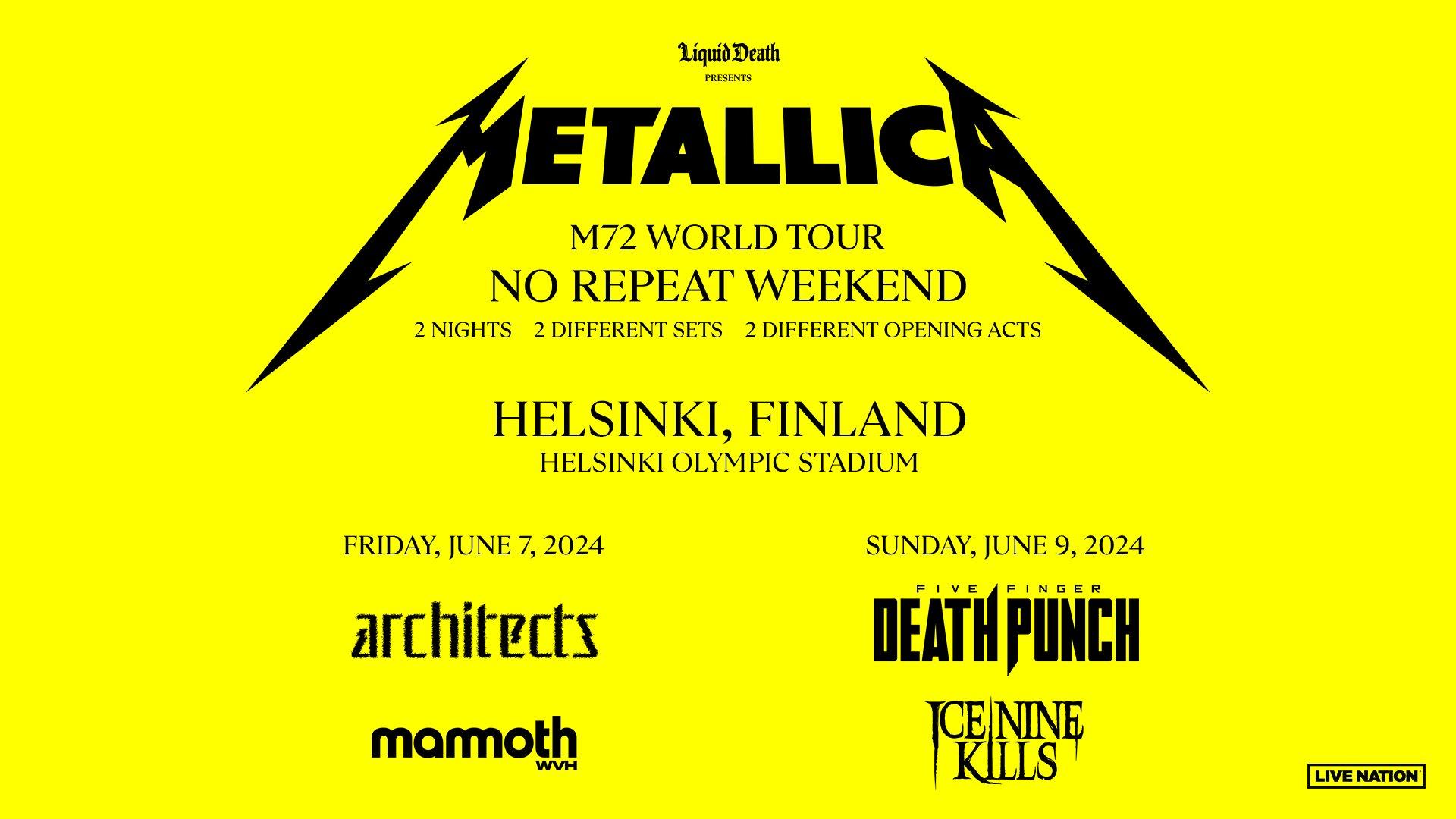 Metallica at Helsinki Olympic Stadium in Helsinki, Finland on June 7