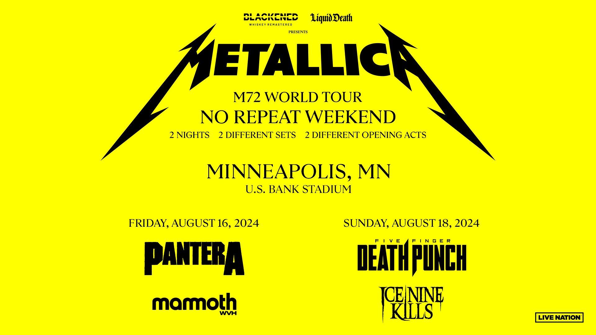 Metallica at U.S. Bank Stadium in Minneapolis, MN, United States on