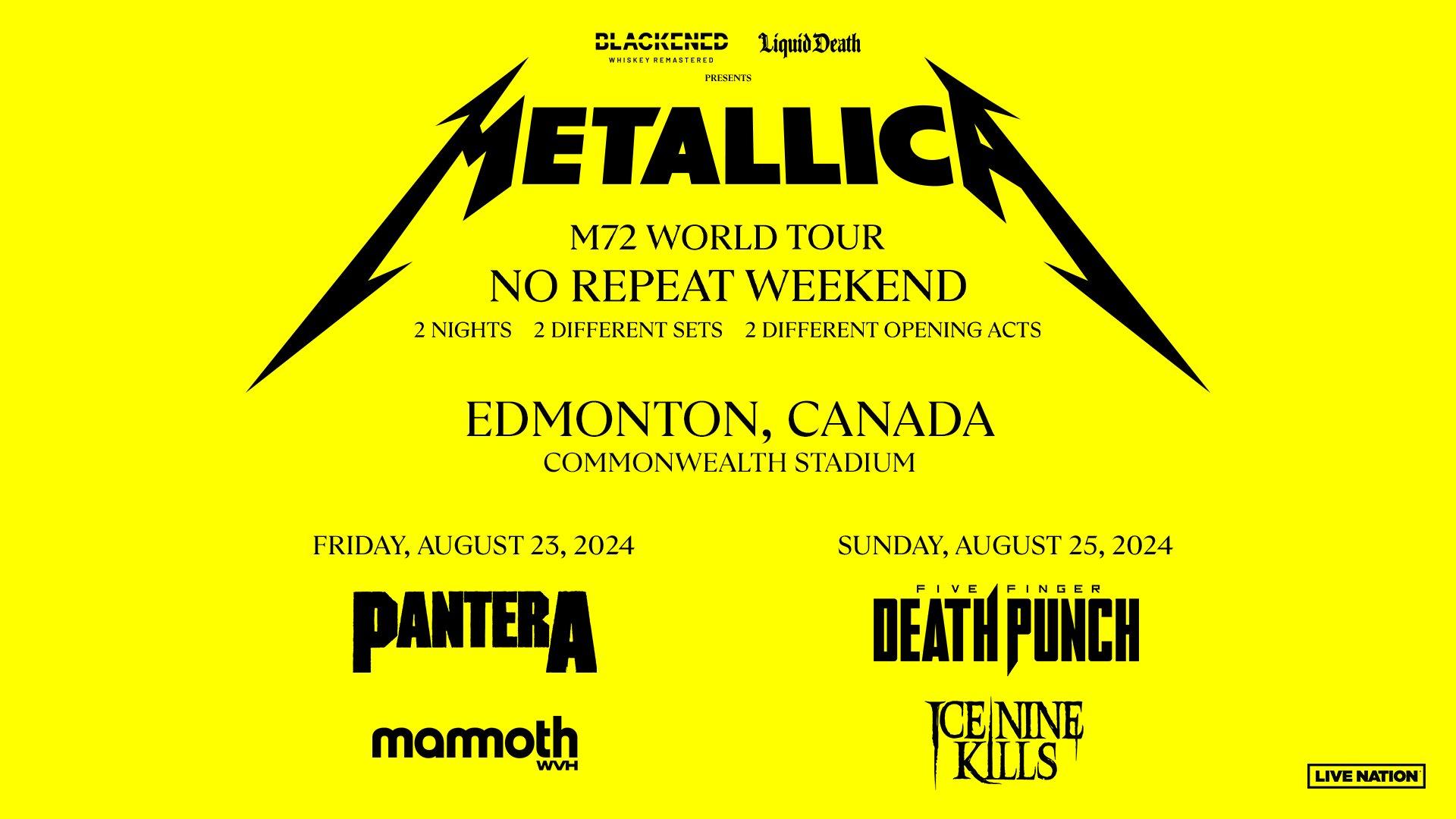 Metallica at Commonwealth Stadium in Edmonton, Canada on August 23, 2024 on  the M72 World Tour