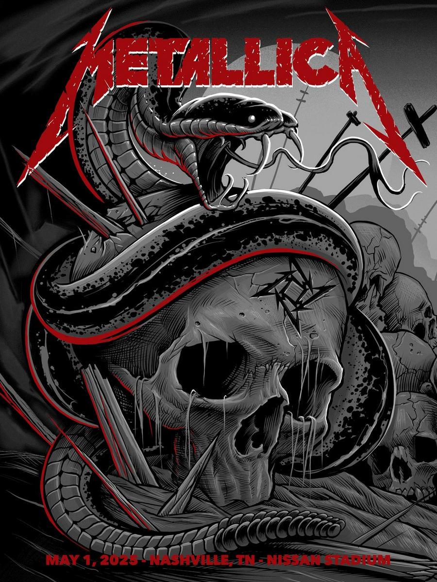 Concert poster from Metallica's gig at Nissan Stadium on May 1, 2025
