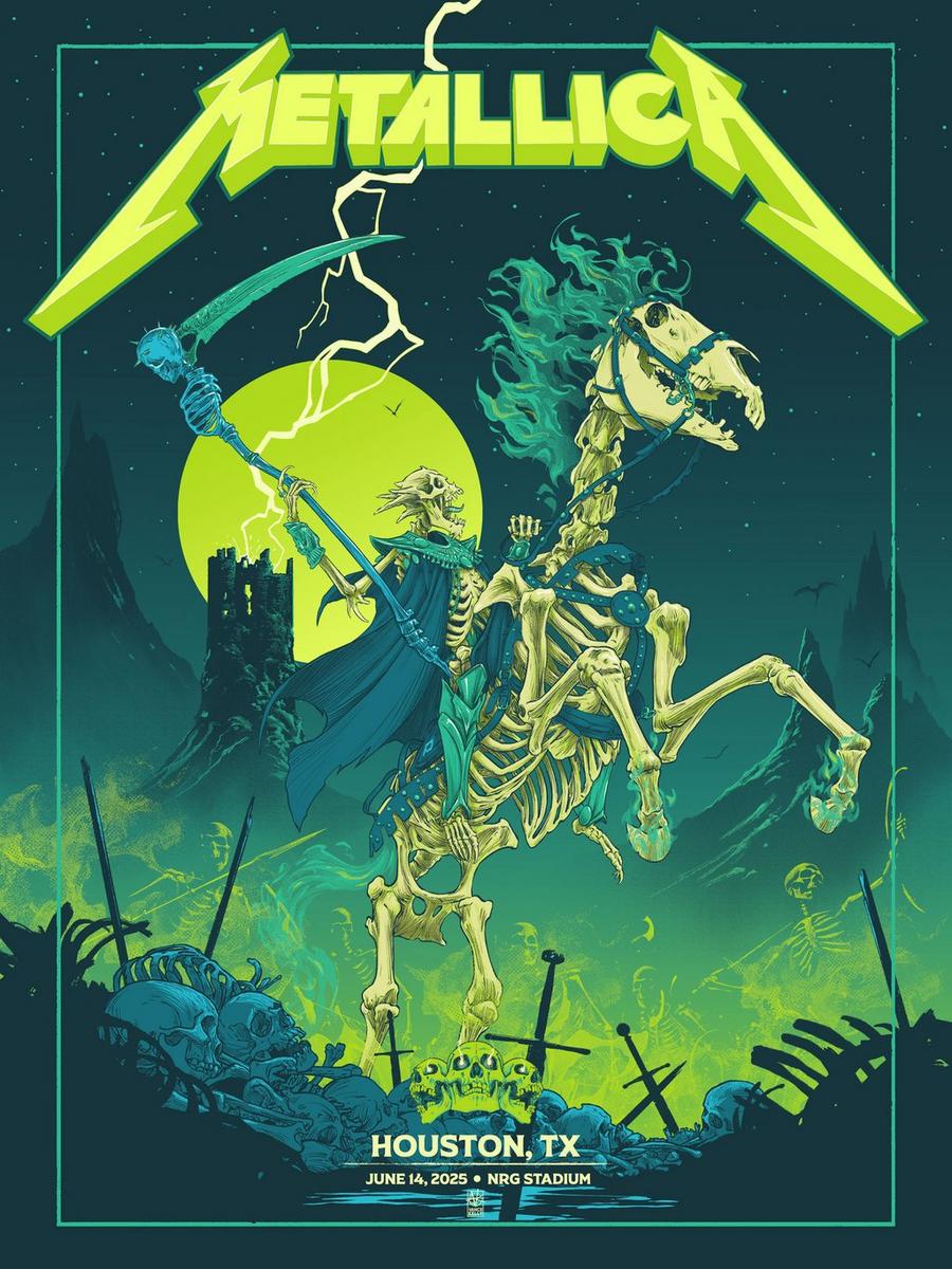 Concert Poster from Metallica's gig at NRG Stadium in Houston, Texas on June 14, 2025, on the M72 World Tour
