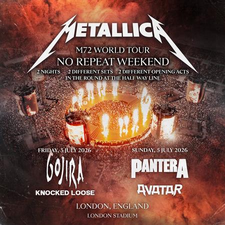 Metallica at London Stadium in London, England, on July 5, 2026, on the M72 World Tour