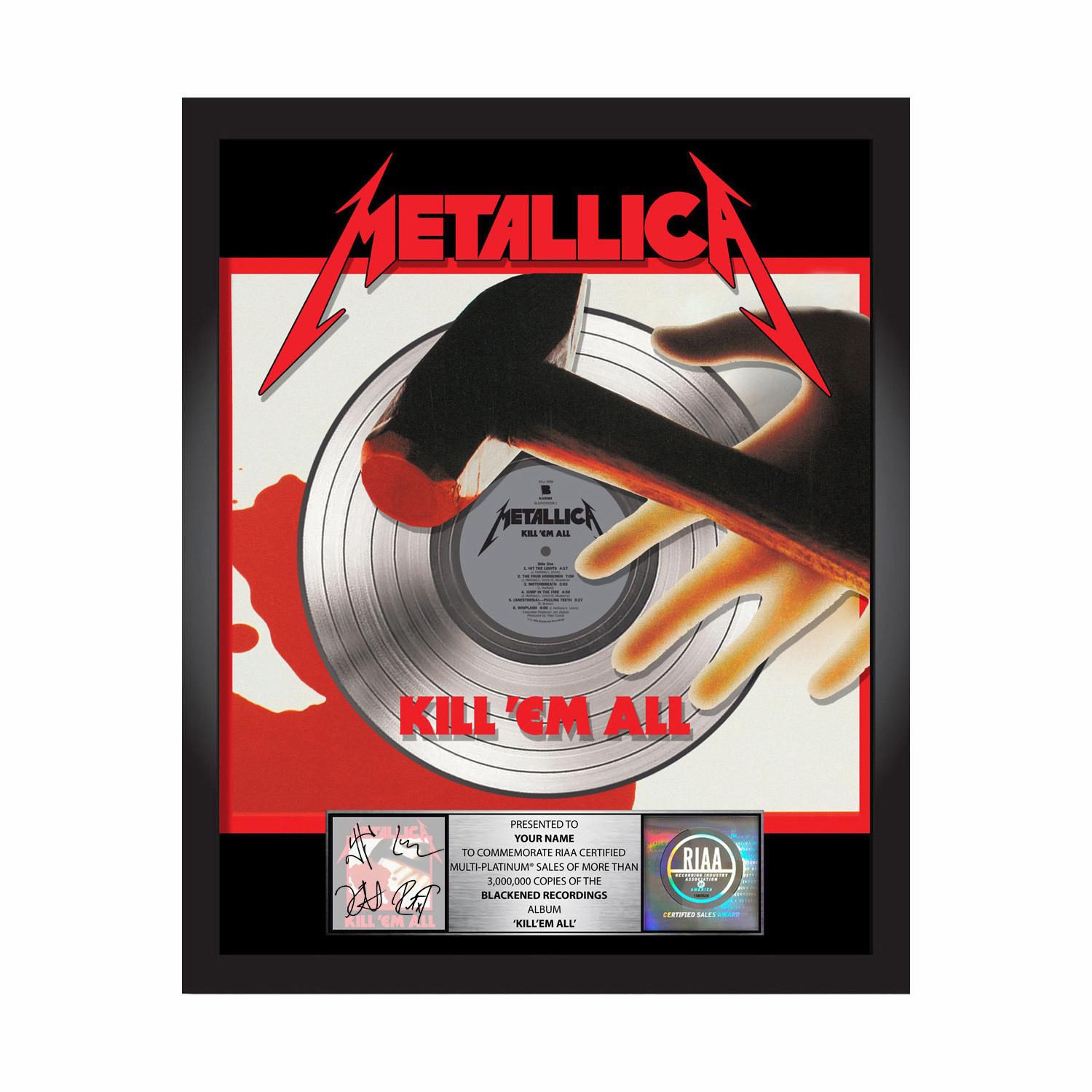 Kill 'Em All Platinum Award Plaque - Signed