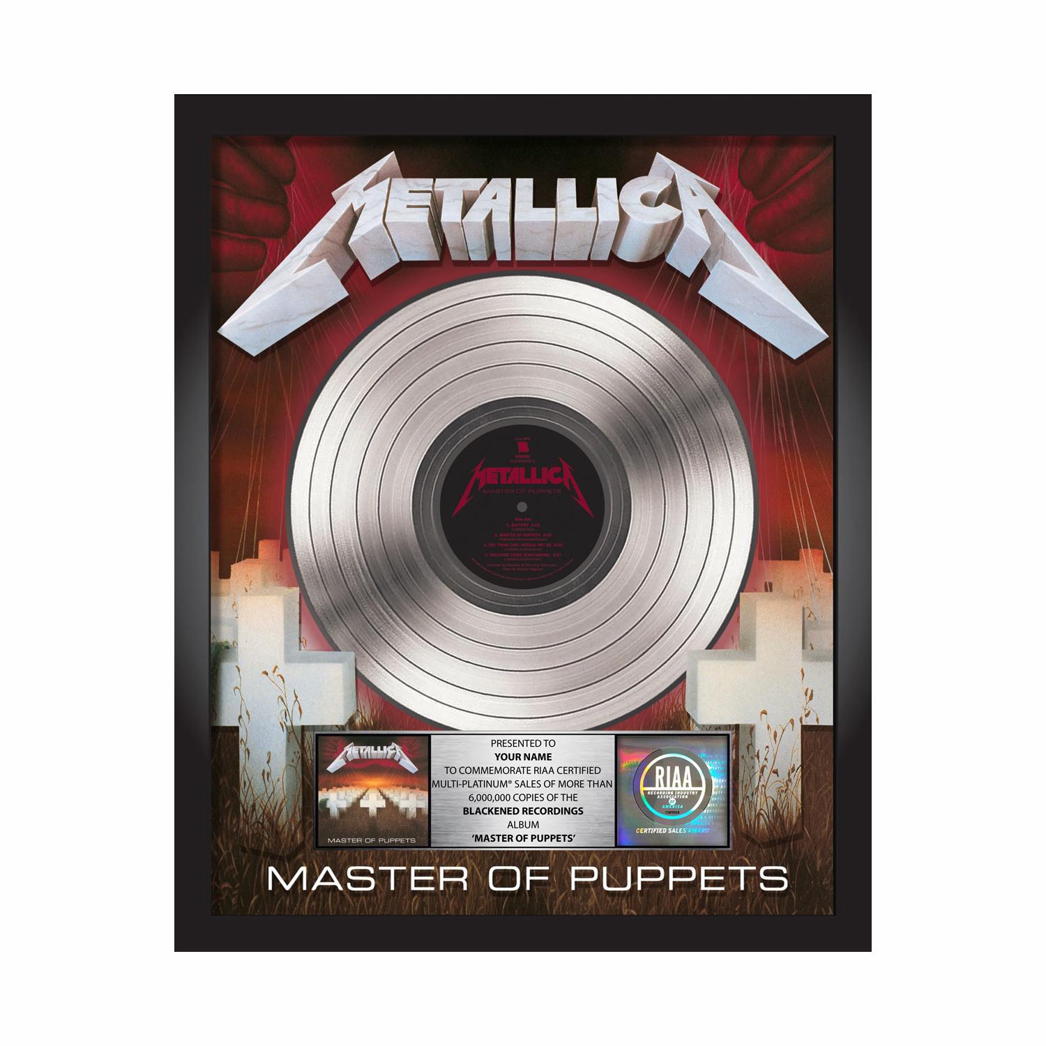 Master of Puppets Platinum Award Plaque