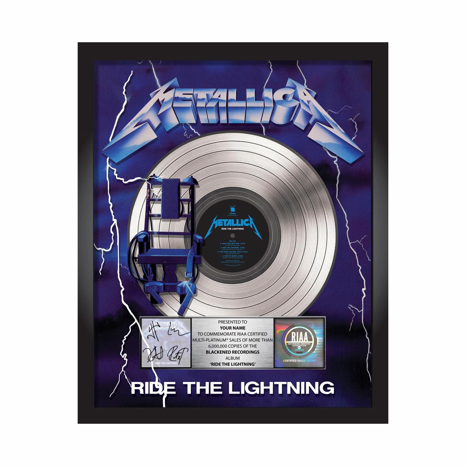 Ride The Lightning Platinum Award Plaque - Signed