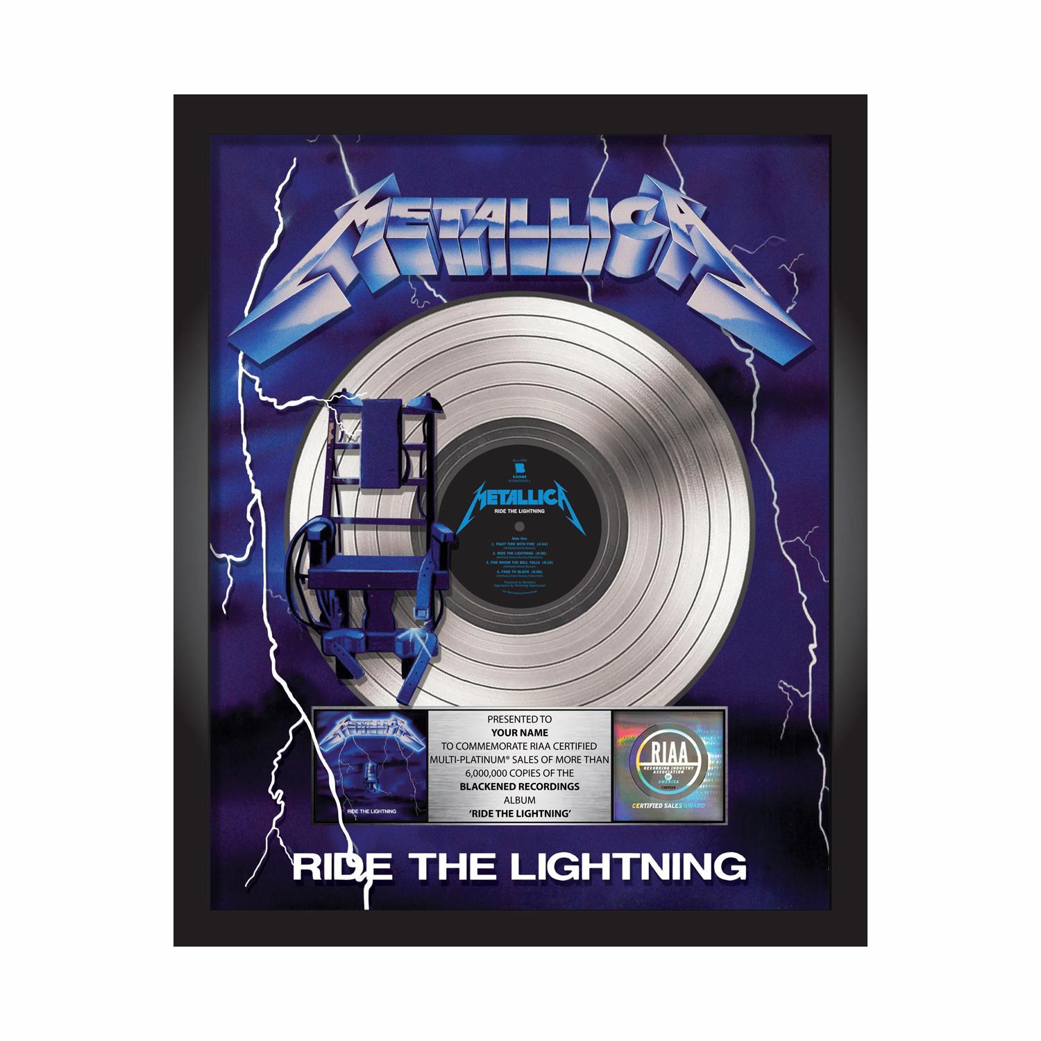 Ride The Lightning Platinum Award Plaque