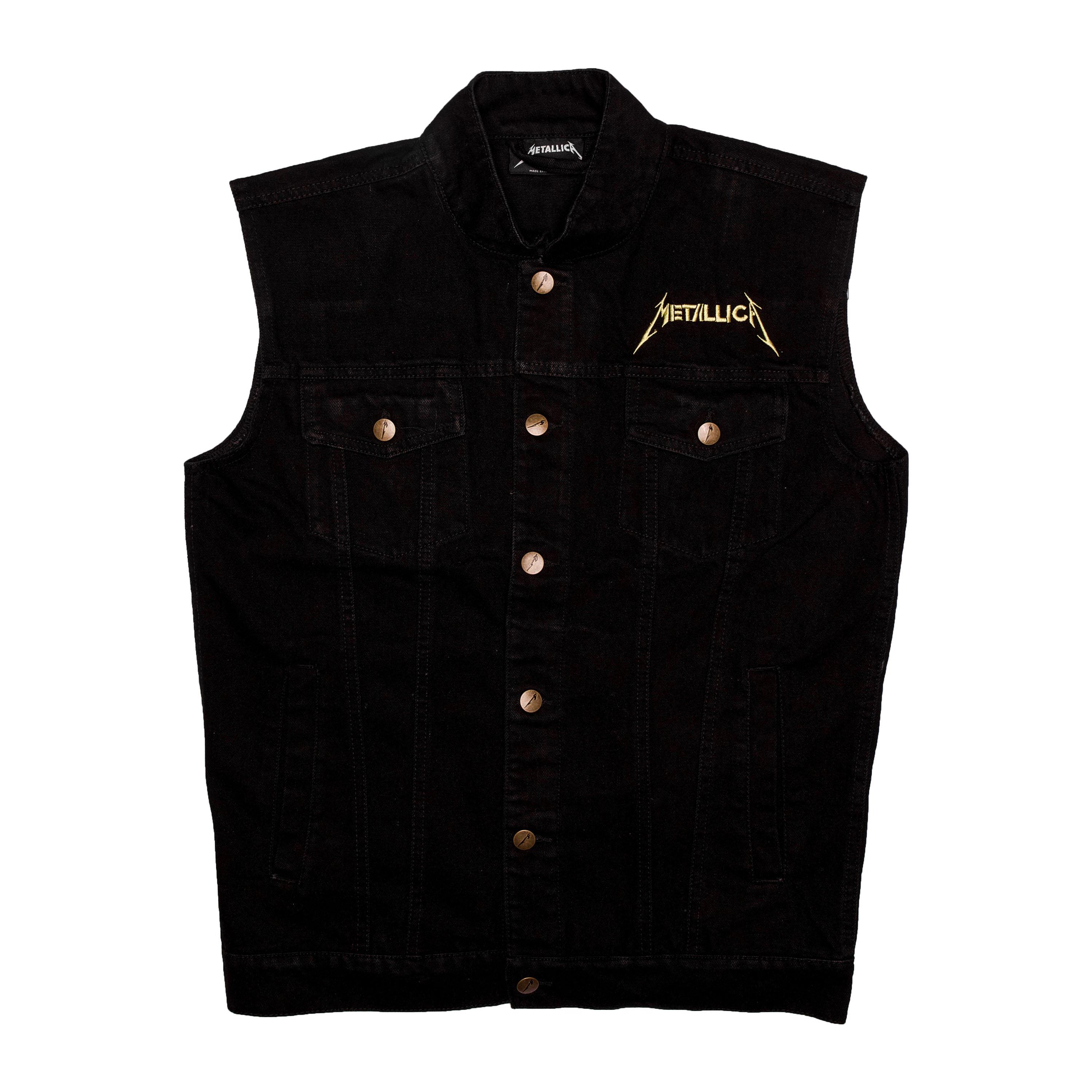 Flaming Skull Moto Denim Vest