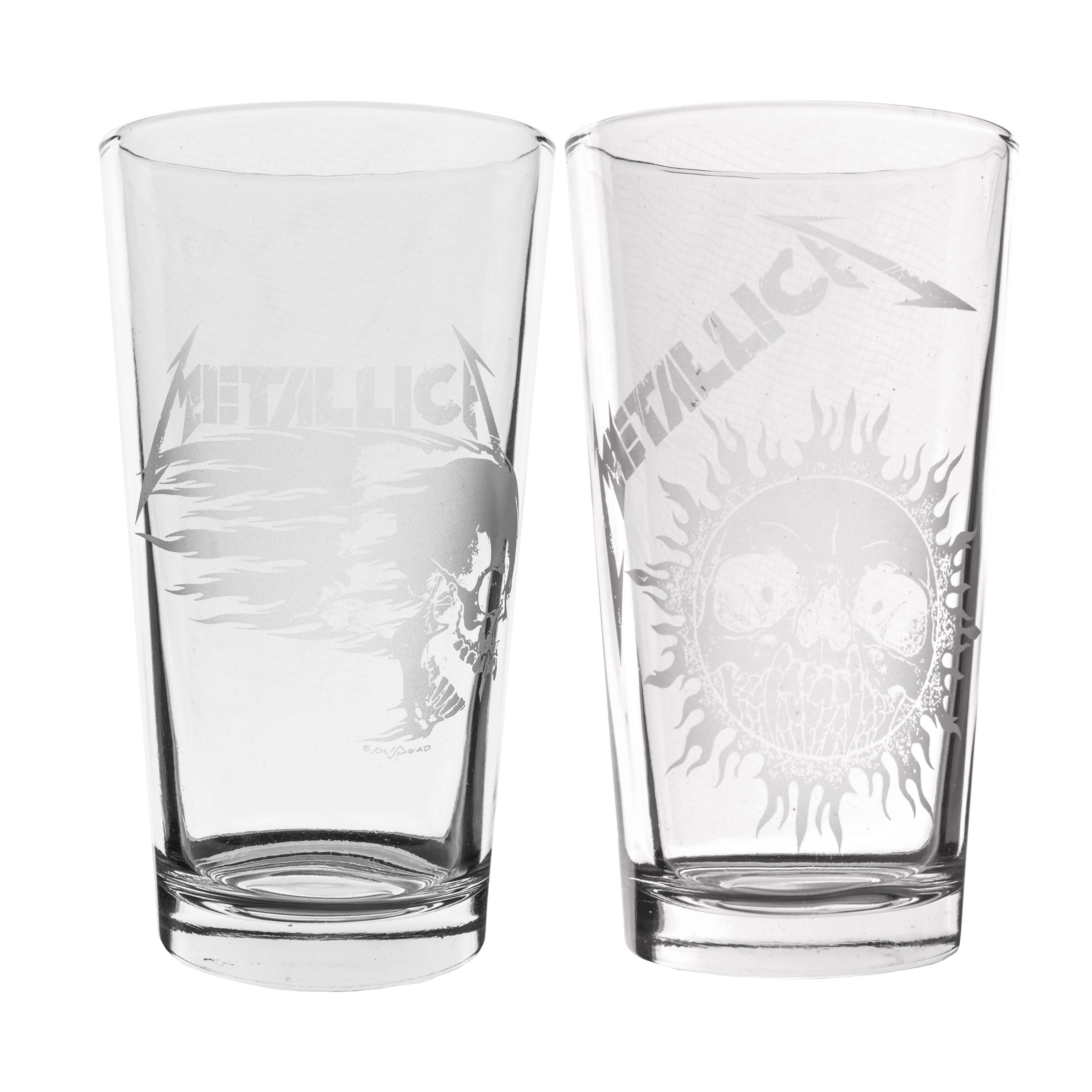 Flaming Skull Pint Glass Set