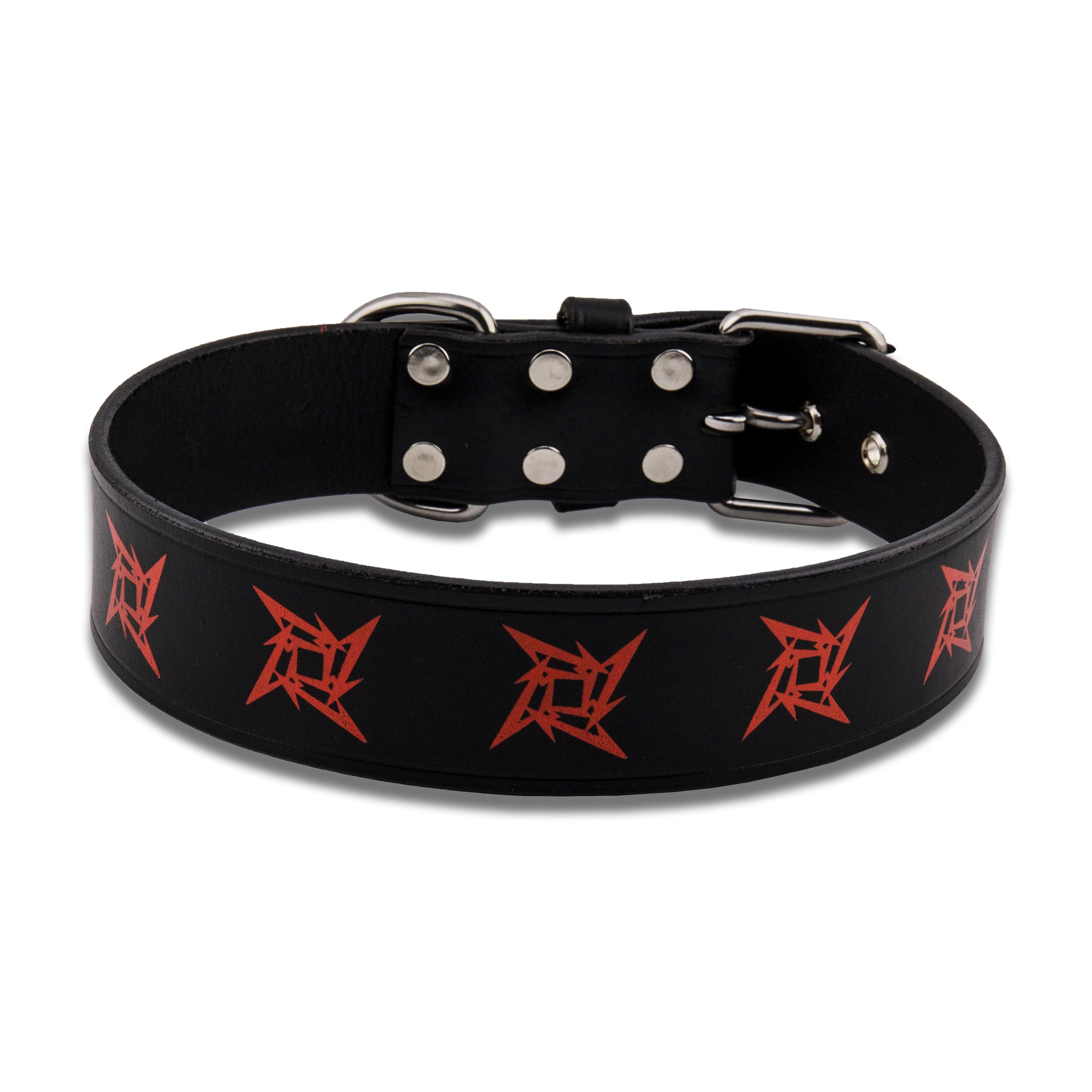 Ninja Star Leather Dog Collar