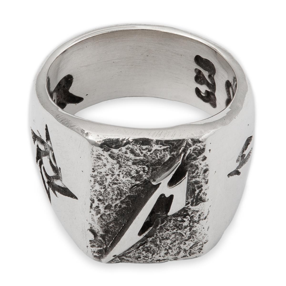 Polished M Logo Silver Ring