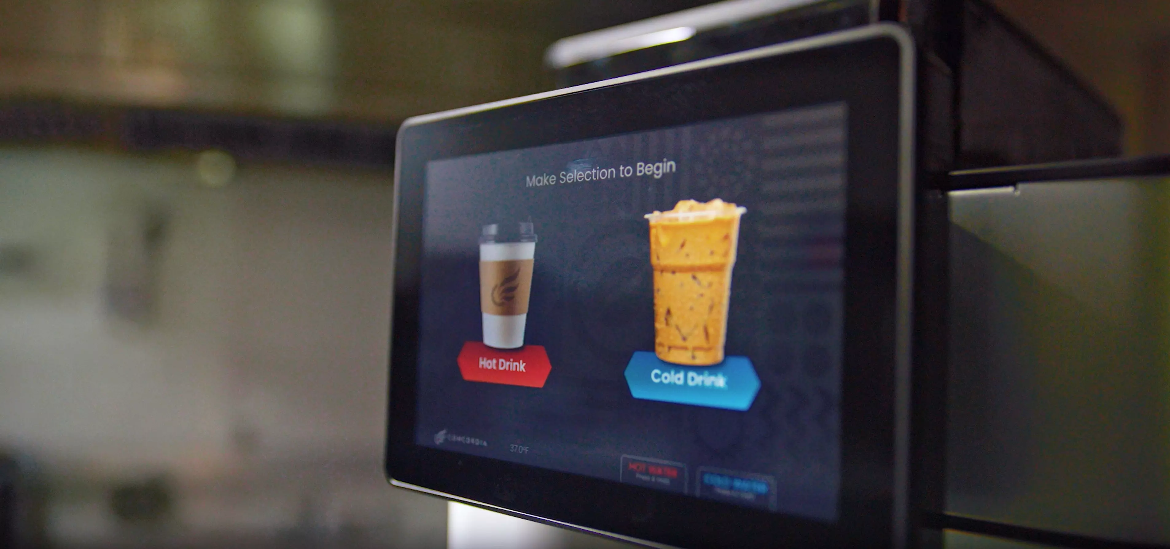 Concordia SAVANTE superautomatic espresso machine beverage selection screen