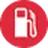 Gas pump icon in white on a red circular background.